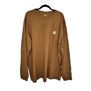 Carhartt Pocket T-Shirt 3XL Brown Long Sleeve Graphic Back Original Fit 103843